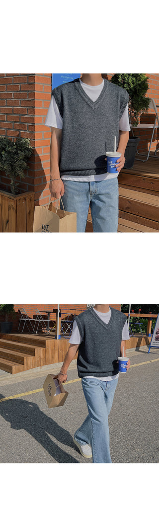 Rich Wool Brushed Knit Vest