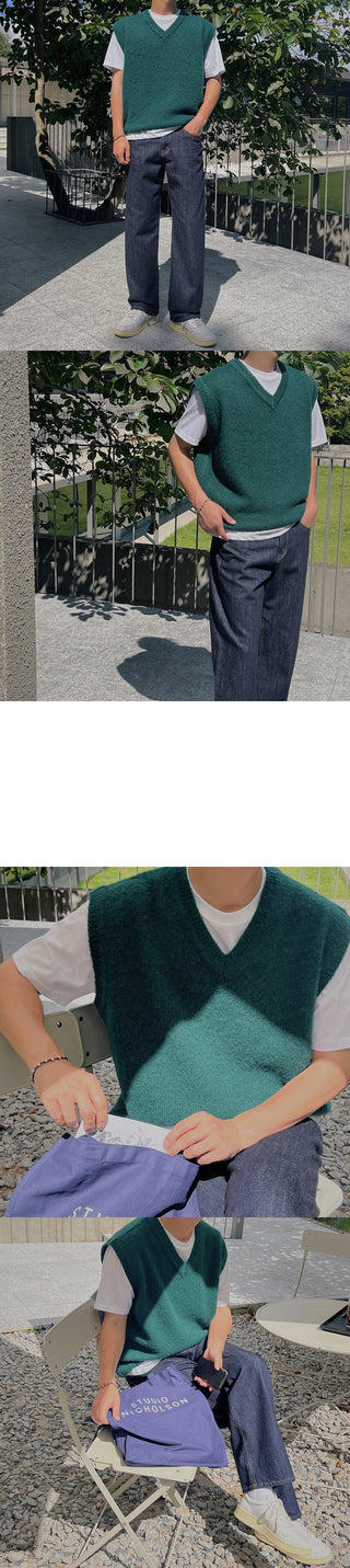 Rich Wool Brushed Knit Vest