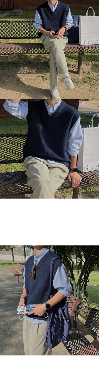 Rich Wool Brushed Knit Vest