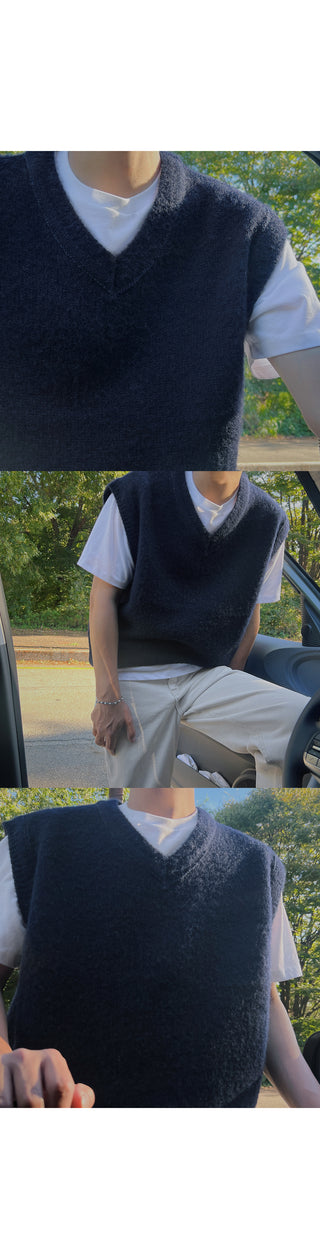 Rich Wool Brushed Knit Vest