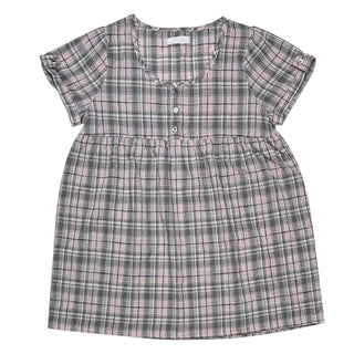 [3 colors] Check Roll-Up Dress