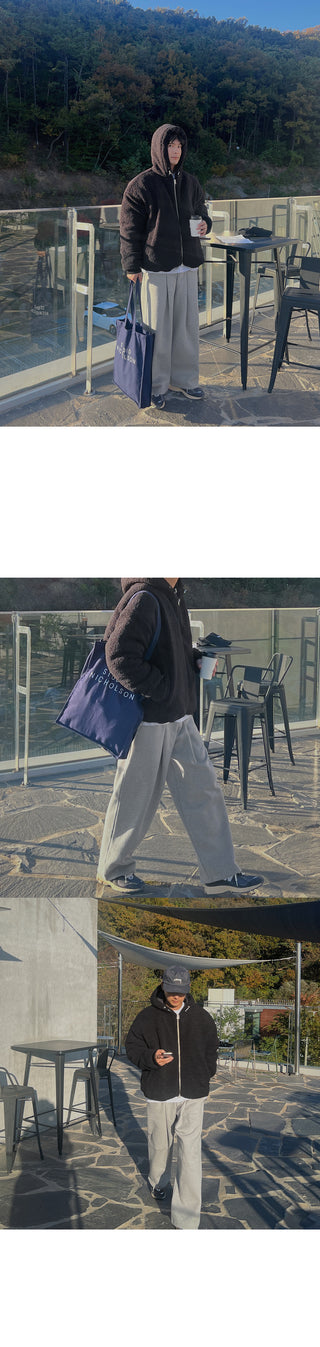 Mali Single-Pleat Brushed Wide Pants