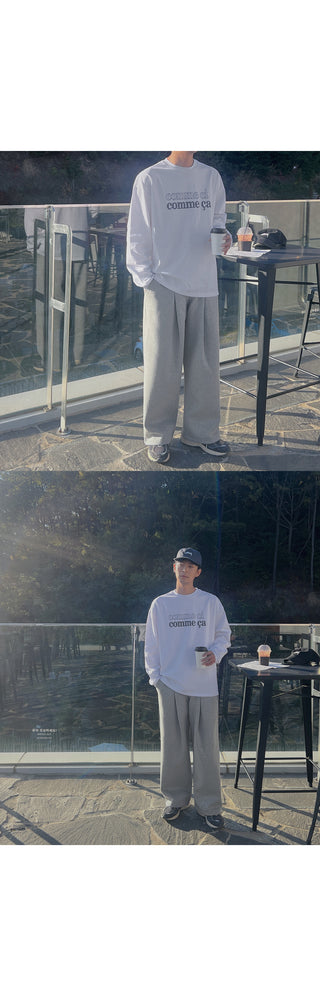 Mali Single-Pleat Brushed Wide Pants