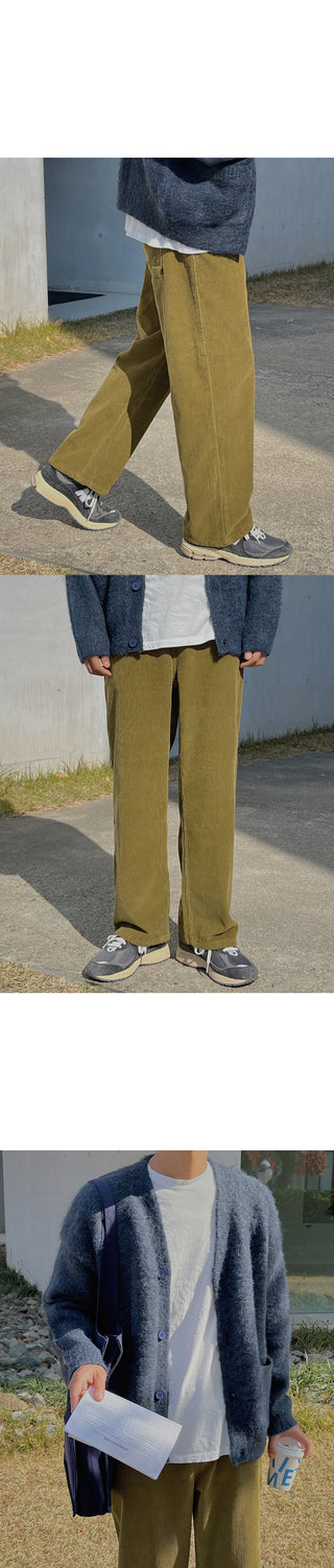 Natural Corduroy Elastic Waist Pants