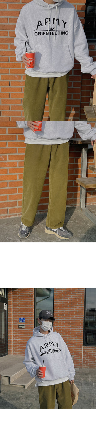 Natural Corduroy Elastic Waist Pants