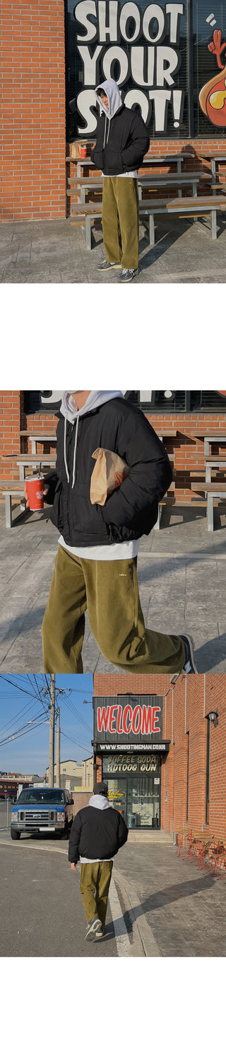 Natural Corduroy Elastic Waist Pants