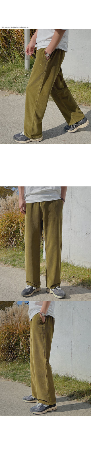 Natural Corduroy Elastic Waist Pants