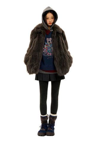 [Moromoro2] Plaid Fur-Lined Platform Snow  Boots