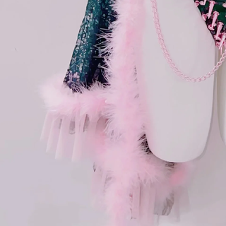 Long sleeve feather metal chain rivet applique pant set