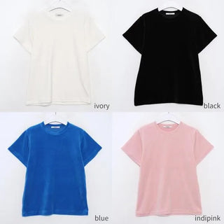 Round neck velour T-shirt