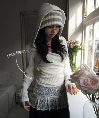 Finga Lace Pleated Wrap Layered Sk