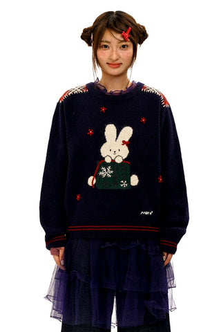 [Moromoro2] Rabbit Patchwork Hand Sewn  Sweater