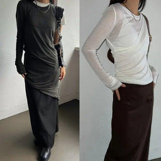Asymmetrical Layered One-Piece T-Shirt