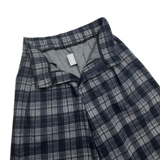 (2 colors) Fleece-lined check pattern mid-length pants