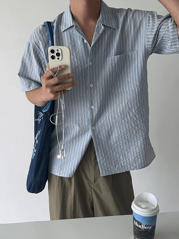 Leffe Cool Stripe Pajama Half Shirt