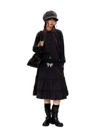 [Moromoro2] Detachable Plaid Collar Sweater  Cardigan