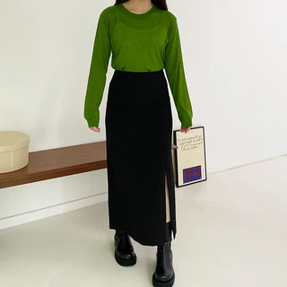Slit long skirt