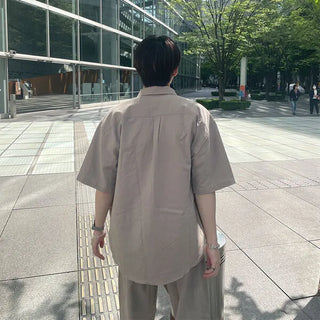 Linen basic short-sleeved shirt