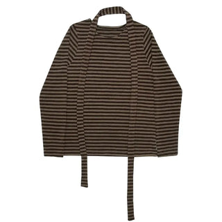 (Set) Striped T-shirt & Scarf Set