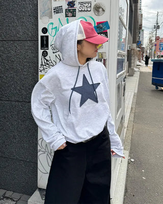 Loose-fit star hooded parka
