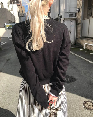Simple round neck cardigan
