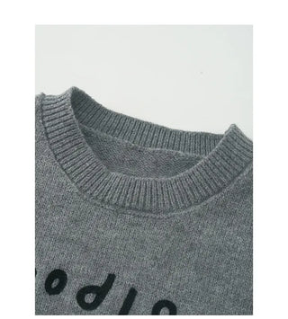 Poodle embroidered round neck knit vest