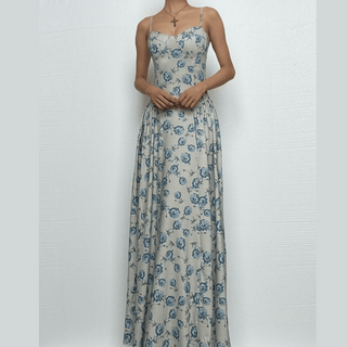 Sweetheart neck flower print cami maxi dress