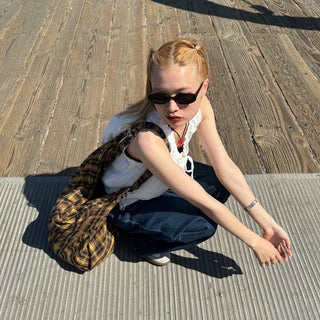 Vintage check shoulder bag
