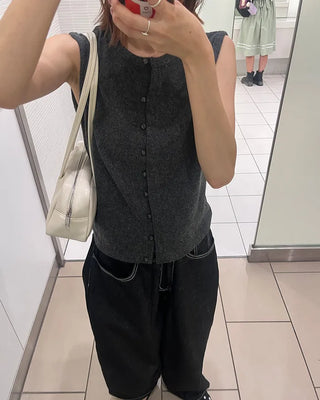 Front button knit vest