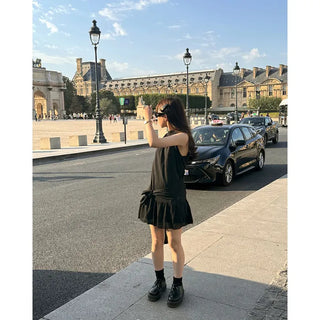 Halter neck frill mini dress
