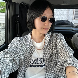 Checked sheer shirt