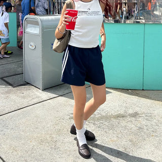 2-line elastic waist shorts
