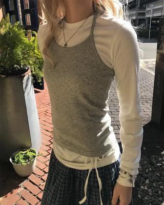 Side-strap long-sleeve T-shirt