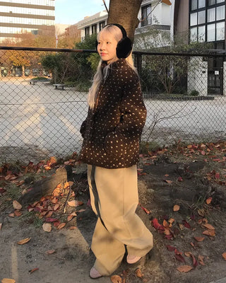 Dot fleece zip-up