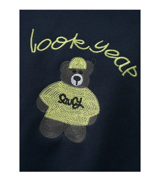 (2 colors) Bear embroidered sweatshirt