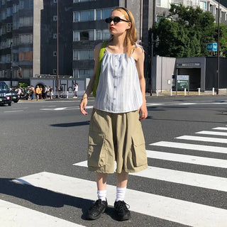 Striped button camisole