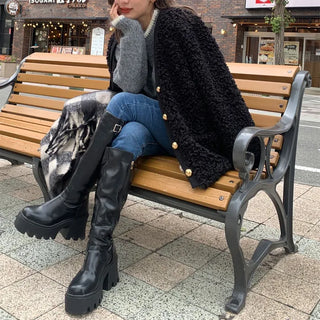 V-neck boa jacket