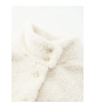 High-neck fur jacket & bag set
