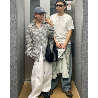 Unisex seersucker check shirt