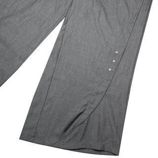 Button-down wide-leg slacks