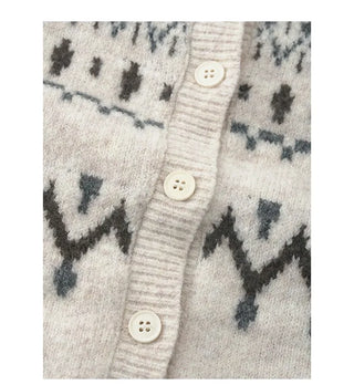 Two-tone Nordic pattern cardigan