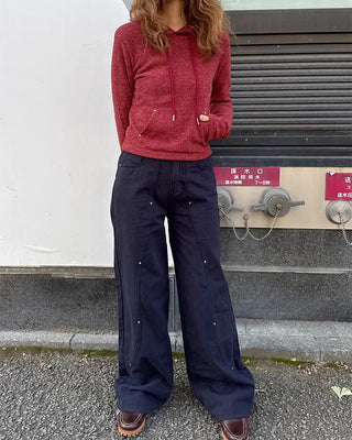 Slim-fit knit hoodie