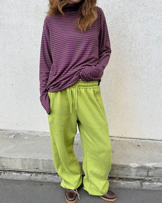 Turtleneck striped long-sleeve T-shirt