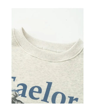 Terrier print round neck sweatshirt