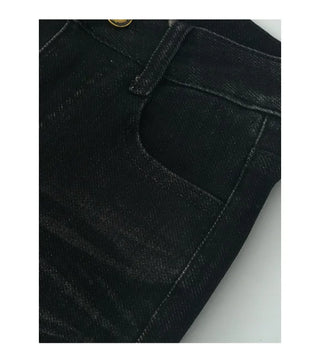 Washed high-waisted denim pants