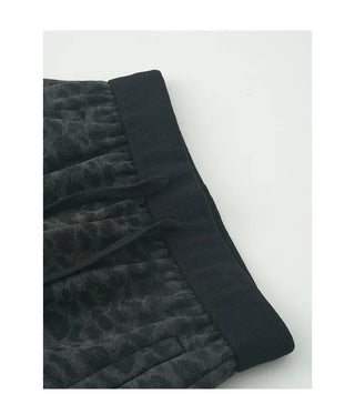 Fleece-lined leopard print elastic waist sweatpants