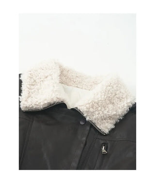 (2 colors) Boa Faux Leather Jacket