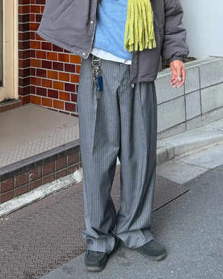 Two-pleat striped slacks