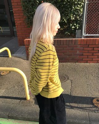 Striped knit zip-up
