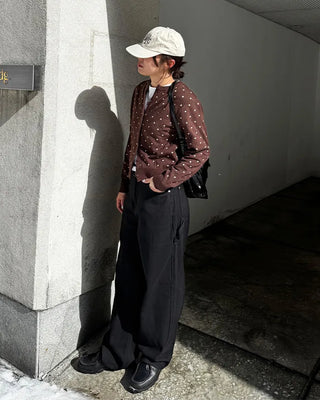 Polka Dot Round Neck Cardigan